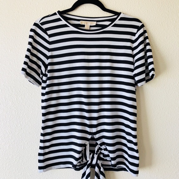 MICHAEL Michael Kors Black Stripe Front Tie Top - Picture 4 of 5
